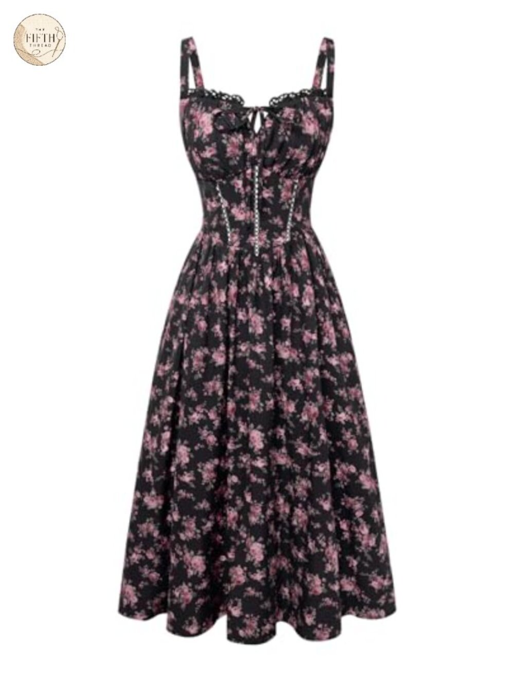 Floral Corset Dress Summer Milkmaid Sundress Mid-Calf Sleeveless